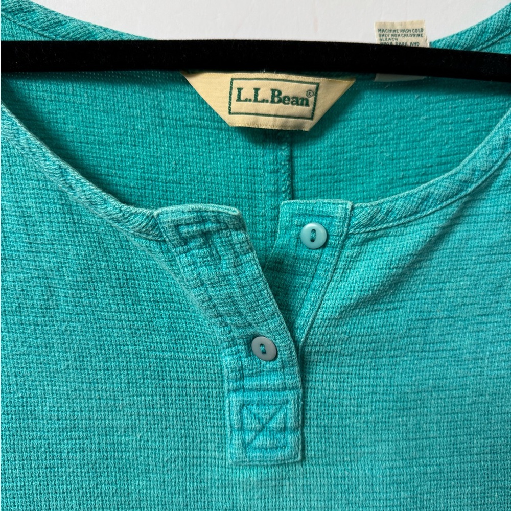 LL Bean, oversized tank, 20, aqua, boat neck w 2 button front, perfect condition - Picture 4 of 14